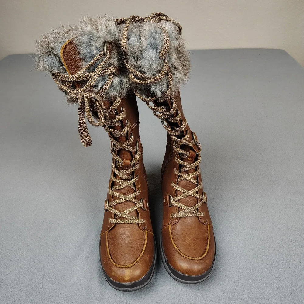 Merrell Womens Boots 7.5 Snowcreek Tall Polar Waterproof Brown Leather Zip NWOB